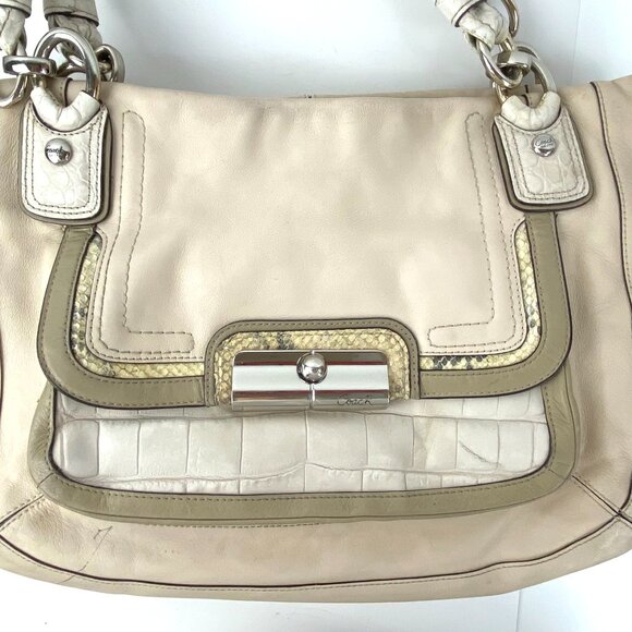 Coach Leather Purse Handbag Satchel Kristin Spectator Bag Beige 16810 Large - Picture 4 of 11